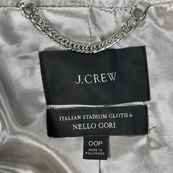 J. Crew Nello Gori Italian Stadium Cloth Pea Coat 00P Gray Wool Stand Collar - Picture 3 of 9